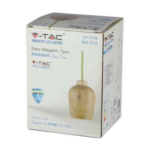 Пендел дървен/зелен кабел Ø73mm V-TAC VT-7778 | Rotozoom