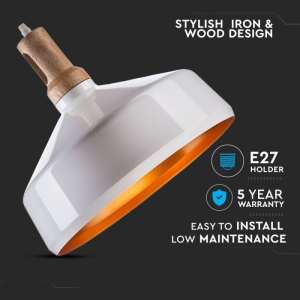 Пендел бял/дървен връх Ø350mm V-TAC VT-7545 | AVStore