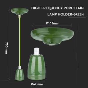 Пендел с порцеланова фасунга Ø47mm V-TAC VT-7998 зелен | Rotozoom