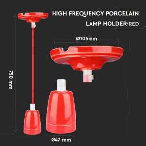 Пендел с порцеланова фасунга Ø47mm V-TAC VT-7998 чврвен | Rotozoom