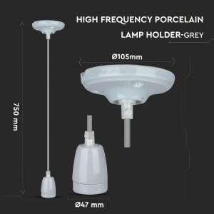 Пендел с порцеланова фасунга Ø47mm V-TAC VT-7998 сив | Rotozoom