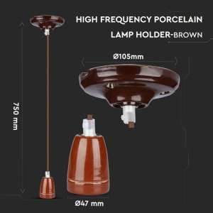 Пендел с порцеланова фасунга Ø47mm V-TAC VT-7998 кафяв | Rotozoom