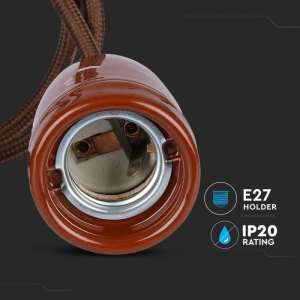 Пендел с порцеланова фасунга Ø47mm V-TAC VT-7998 кафяв | Rotozoom