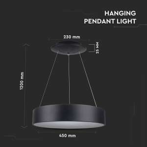 LED пендел Ø450mm 20W 3000K V-TAC VT-25-1D черен | Rotozoom