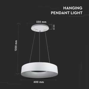 LED пендел Ø600mm 30W 3000K V-TAC VT-32-1D бял | Rotozoom