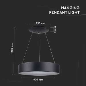 LED пендел Ø600mm 30W 3000K V-TAC VT-32-1D черен | AVStore