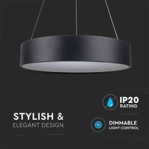 LED пендел Ø600mm 30W 3000K V-TAC VT-32-1D черен | AVStore