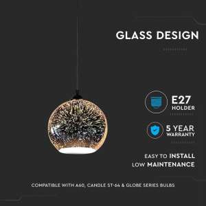 Стъклен пендел сфера Ø250mm V-TAC VT-7256 | AVStore