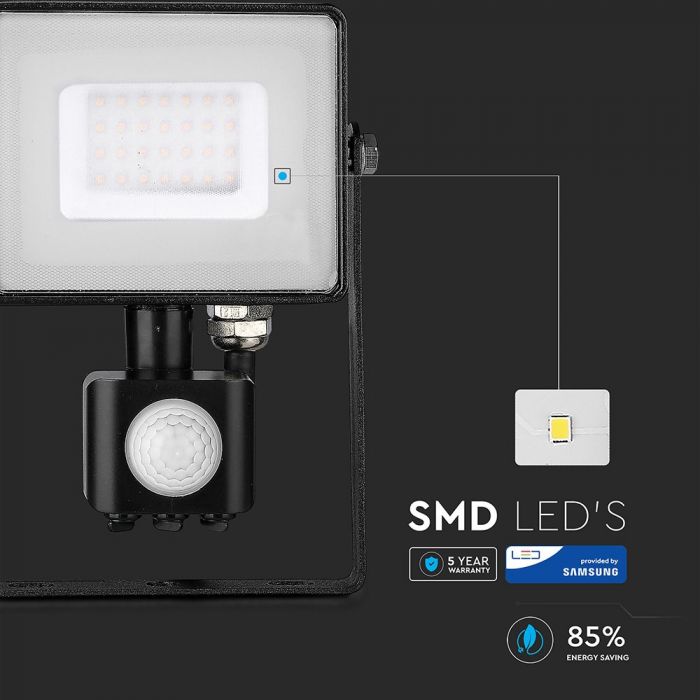 460-i1_1043 LED прожектор със сензор за движение 30W 3000K VT-30-S V-TAC черен | AVStore