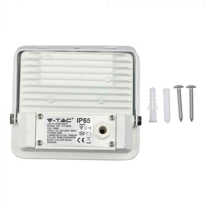 5984-p5_767 LED прожектор 20W SMART RGB+3IN1 VT-5020 V-TAC бял | Rotozoom