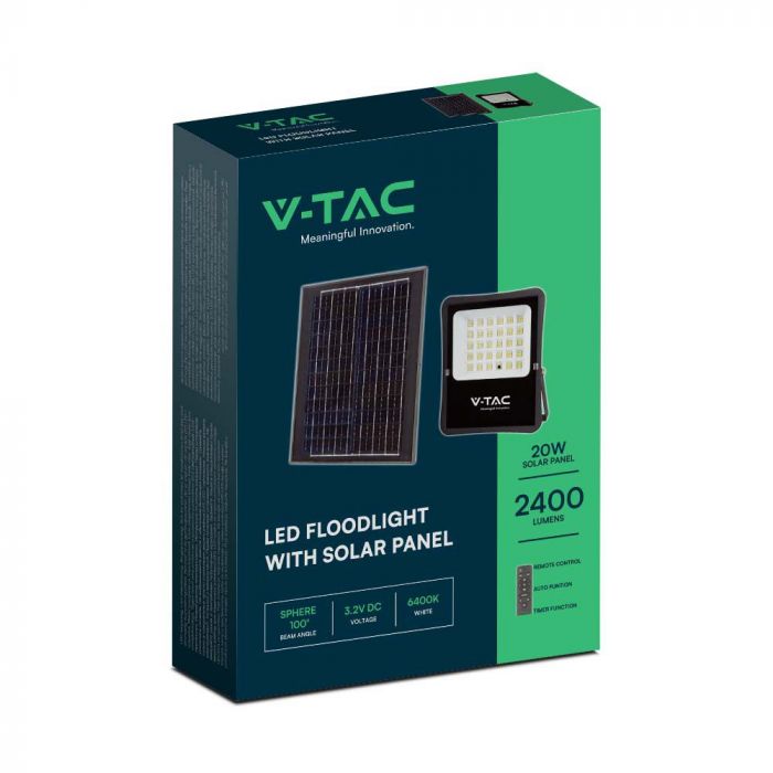 6970-b_1 LED соларен прожектор 20W 4000K VT-55300 V-TAC черен | Rotozoom