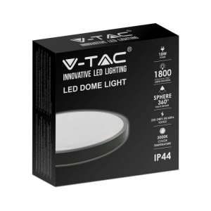 LED плафон кръгъл 18W 3000K VT-8618 V-TAC черен | Rotozoom