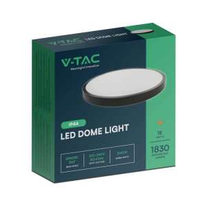 LED плафон кръгъл 18W 3000K VT-8618 V-TAC черен | Rotozoom