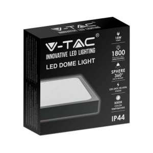 LED плафон квадратен 18W 3000K VT-8618 V-TAC черен | Rotozoom