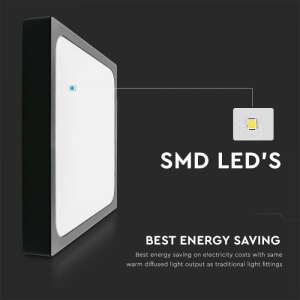 LED плафон квадратен 18W 3000K VT-8618 V-TAC черен | Rotozoom