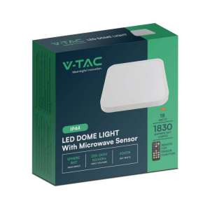 LED плафон квадратен 18W 4000K със сензор за движение VT-8618S V-TAC бял | Rotozoom