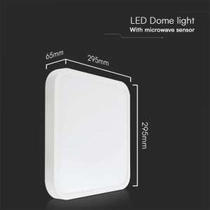 LED плафон квадратен 18W 4000K със сензор за движение VT-8618S V-TAC бял | Rotozoom