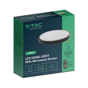 LED плафон кръгъл 18W 4000K със сензор за движение VT-8618S V-TAC черен | Rotozoom