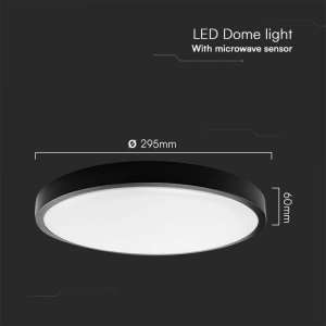 LED плафон кръгъл 18W 4000K със сензор за движение VT-8618S V-TAC черен | Rotozoom