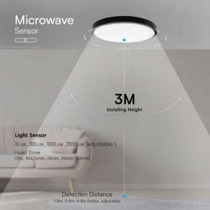LED плафон кръгъл 18W 4000K със сензор за движение VT-8618S V-TAC черен | Rotozoom