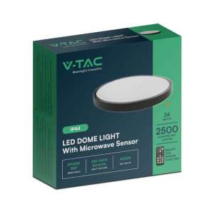 LED плафон кръгъл 24W 4000K със сензор за движение VT-8624S V-TAC черен | Rotozoom