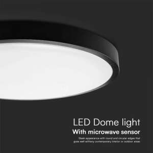 LED плафон кръгъл 24W 4000K със сензор за движение VT-8624S V-TAC черен | Rotozoom