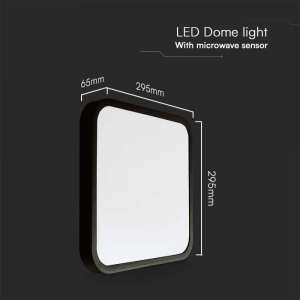 LED плафон квадратен 18W 4000K със сензор за движение VT-8611S V-TAC черен | Rotozoom