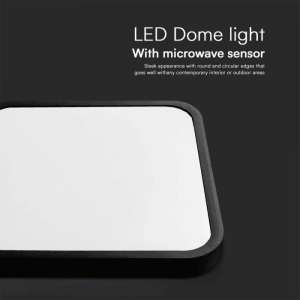 LED плафон квадратен 18W 4000K със сензор за движение VT-8611S V-TAC черен | Rotozoom