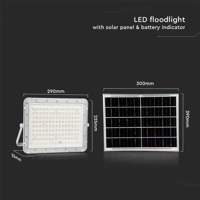 7845-d LED соларен прожектор 20W 6400K VT-180W бял | AVStore