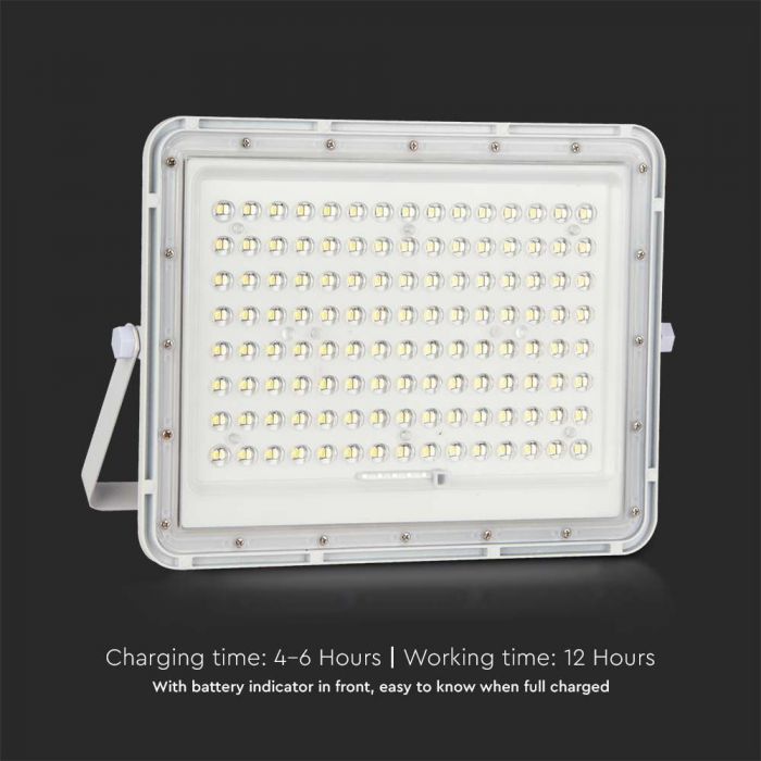 7845-i6 LED соларен прожектор 20W 6400K VT-180W бял | AVStore