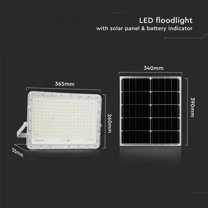 7847-d_1 LED соларен прожектор 30W 4000K VT-240W бял | AVStore