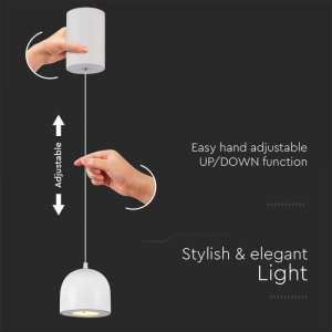 LED пендел с регулируем кабел Ø100mm 8.5W 3000K V-TAC VT-7795 бял | Rotozoom