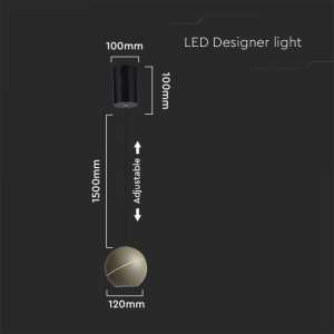 LED пендел с регулируем кабел Ø120mm 8.5W 3000K V-TAC VT-7797 златист | Rotozoom