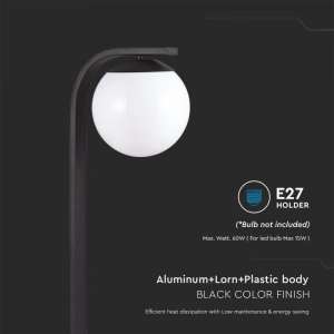 Градинско светително тяло VT-1157 V-TAC черно | AVStore