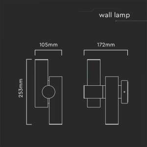 LED двустранна стенна лампа 6W 4000K VT-1186 V-TAC черна | AVStore