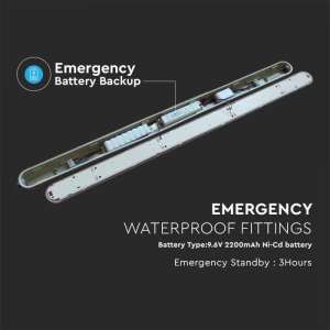 Линейно осветително тяло LED с аварийна батерия 48W 4000K 150см V-TAC VT-150148Е | AVStore