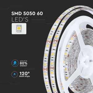 LED лента 11W/M 3000K IP65 12V VT-5050-60 V-TAC ролка 5 метра | Rotozoom