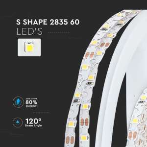 LED лента S-образна 5W/M 3000K IP20 12V VT-2835 V-TAC | AVStore