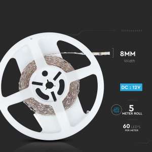 LED лента S-образна 5W/M 6400К IP20 12V VT-2835-60 V-TAC ролка 5 метра | AVStore