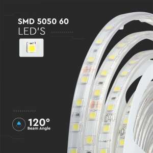 LED лента 10W/M 6500K IP65 24V VT-5050-60 V-TAC ролка 5 метра | Rotozoom