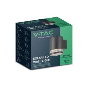 LED соларна стенна лампа 1W 3000K VT-1139 V-TAC черна | Rotozoom