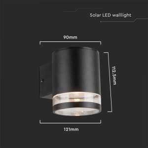 LED соларна стенна лампа 1W 3000K VT-1139 V-TAC черна | Rotozoom