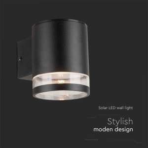 LED соларна стенна лампа 1W 3000K VT-1139 V-TAC черна | Rotozoom
