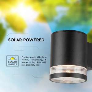 LED соларна стенна лампа 1W 3000K VT-1139 V-TAC черна | Rotozoom