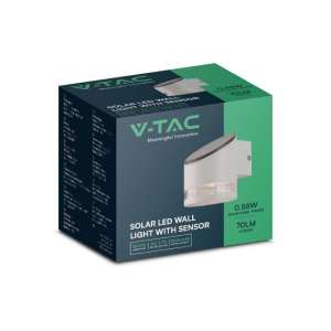LED соларна стенна лампа със сензор за движение 1W 3000K VT-1140 V-TAC бяла | AVStore