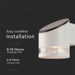 LED соларна стенна лампа със сензор за движение 1W 3000K VT-1140 V-TAC бяла | AVStore