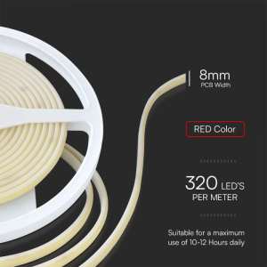 LED COB лента червена 10W/M IP67 24V VT-COB 320 V-TAC | Rotozoom