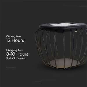 LED соларна лампа/маса 6000+3000K VT-7993 V-TAC сива метална | AVStore