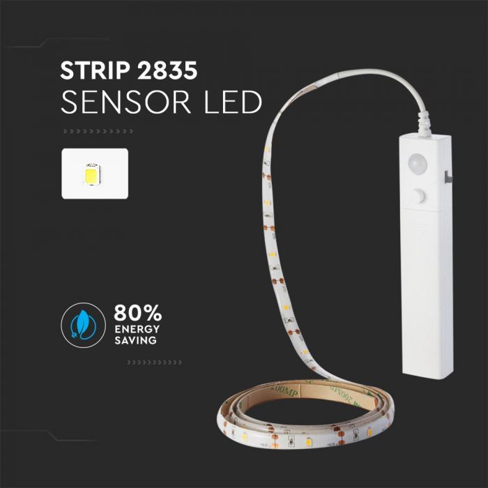 2573-i2_2 LED лента със сензор за движение 2.4W/M 2700K IP65 6V VT-8082 V-TAC 1 метър | Rotozoom