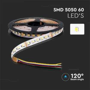 LED лента 24W/M RGB+3IN1 IP20 24V VT-5050-60 V-TAC ролка 5 метра | Rotozoom